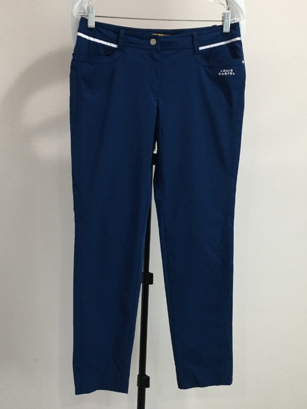 LOUIS CASTEL Blue White Trim Logo Embroidery & Hardware Activewear Golf Pant